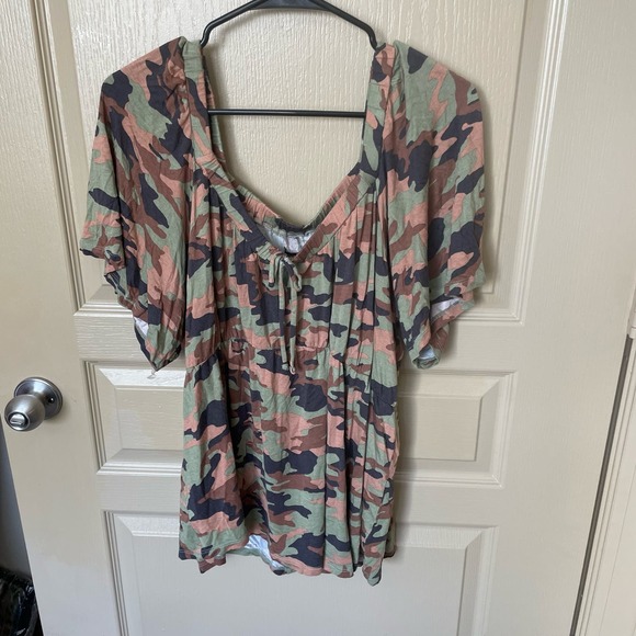Lane Bryant Tops - Lane Bryant Camo BabyDoll Blouse
